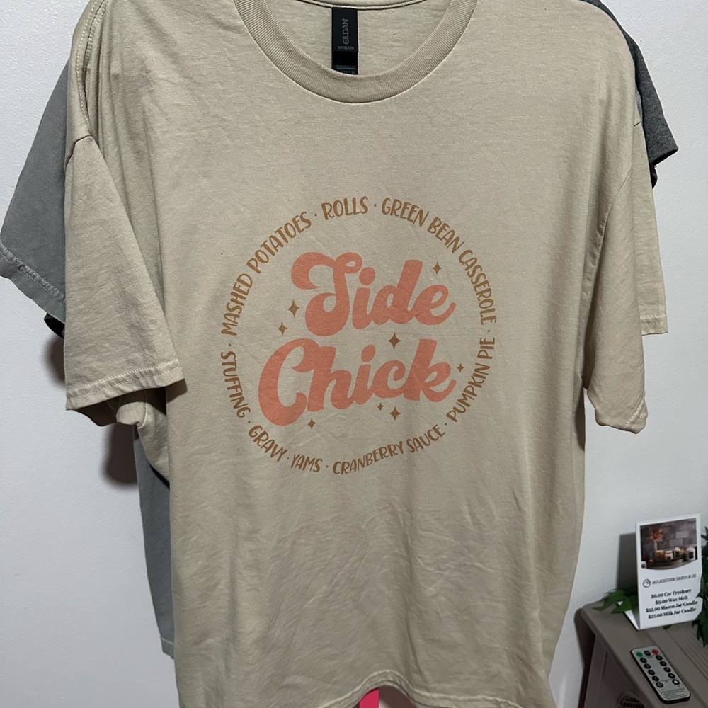 Gildan Beige Side Chick Graphic Tee